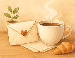 Letter with a cup of coffee
